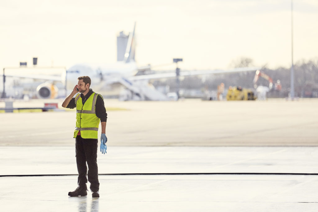 Engineer on runway