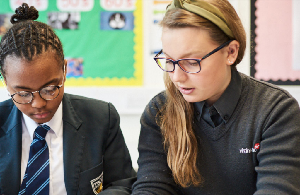 Virgin Atlantic employee supporting school student