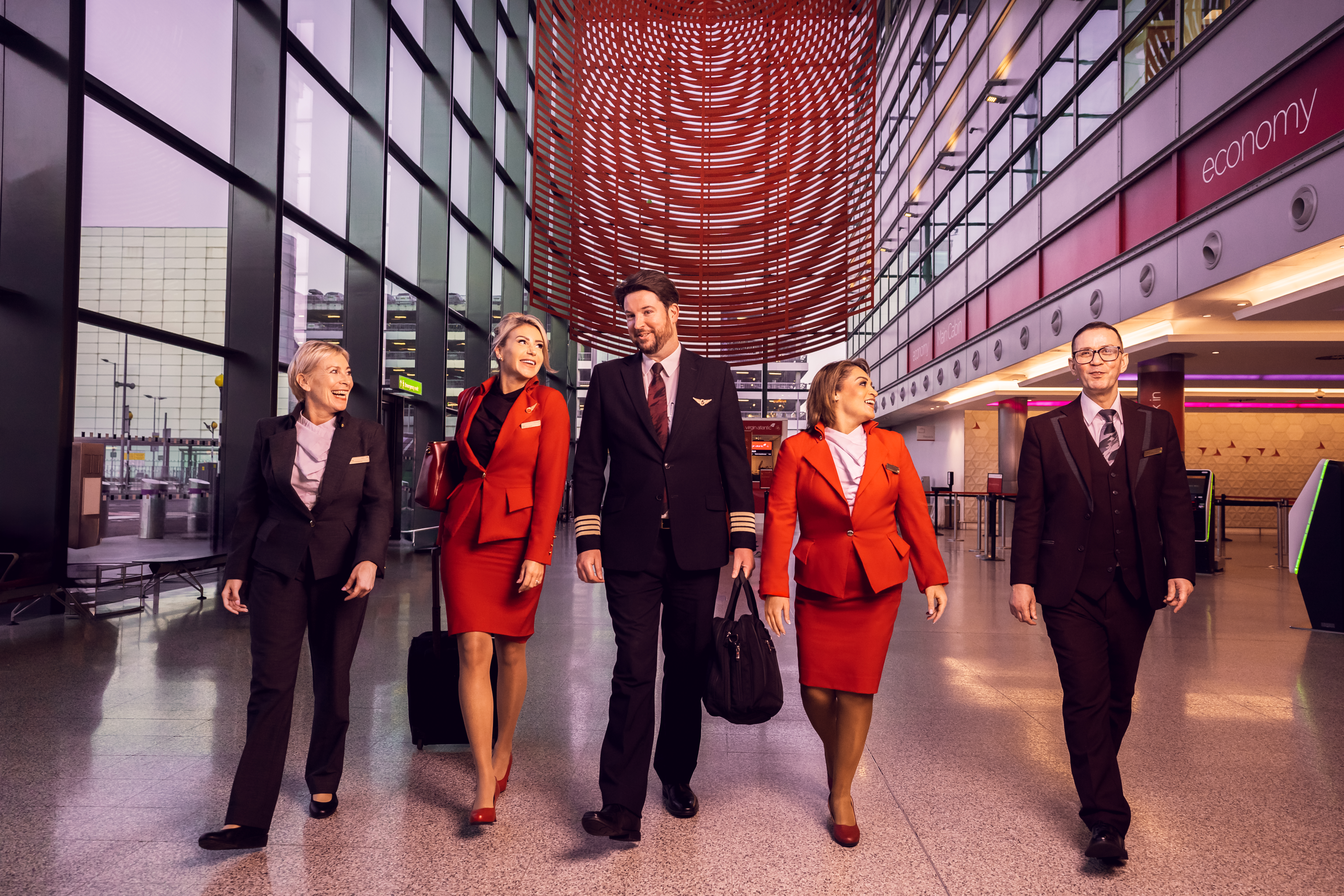Virgin Atlantic cabin crew members in uniform