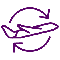 Plane with two arrows going clockwise icon