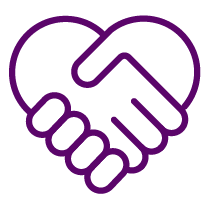 two hands sharking and making a love heart shape icon